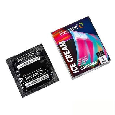 Презервативи Holographic Recare Ice Cream Big Dotted Condoms 3 шт, з пухирцями, аромат: морозиво SX3332 фото