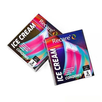 Презервативи Holographic Recare Ice Cream Big Dotted Condoms 3 шт, з пухирцями, аромат: морозиво SX3332 фото