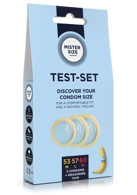 Набір презервативів Mister Size test-set 53&ndash;57&ndash;60, 3 розміри + лінійка, товщина 0,05 мм SO8056 фото