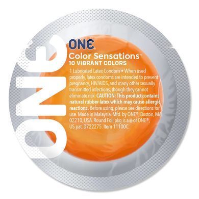 Набір презервативів ONE Color Sensations, 100 шт, кольорові, 10 кольорів, зі змазкою, паковання-тубус SX0740 фото