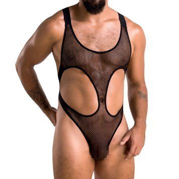 Чоловіче сітчасте боді Passion 040 LEON S/M Black, сітка, резинки SO7592 фото