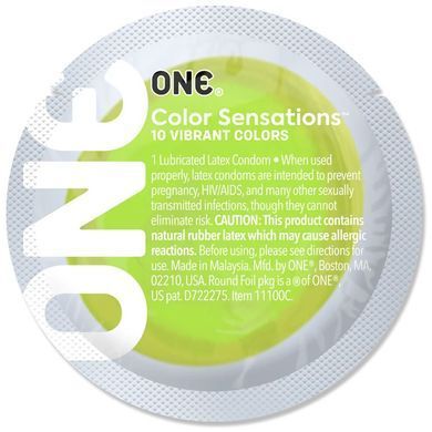 Презерватив ONE Color Sensations Roll ONE on, 1 шт, салатовий, гладенький, зі змазкою SX0767 фото