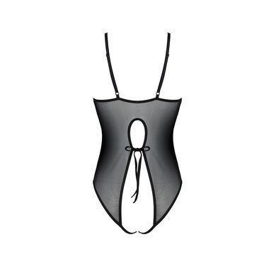 Боді з ажурним декором та відкритим кроком Passion URSULA BODY L/XL, black SO5829 фото