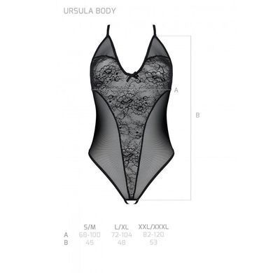 Боді з ажурним декором та відкритим кроком Passion URSULA BODY L/XL, black SO5829 фото