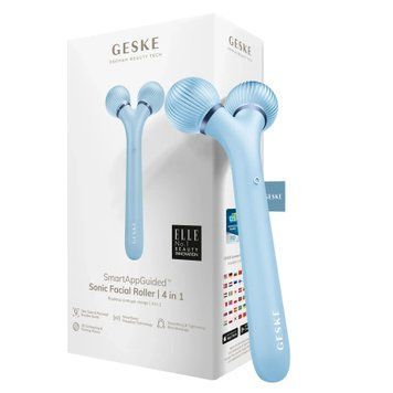Електронний ультразвуковий ролик для обличчя GESKE Sonic Facial Roller 4в1 aquamarine HB0182 фото