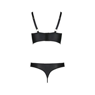 Комплект з екошкіри з люверсами та ремінцями Passion MALWIA BIKINI XXL/XXXL, black, бра та трусики SO5764 фото