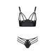 Комплект з екошкіри з люверсами та ремінцями Passion MALWIA BIKINI XXL/XXXL, black, бра та трусики SO5764 фото 3