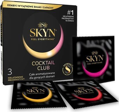 Презервативи SKYN Cocktail Club 3 шт, смаки Pina Colada, Cherry Sunrise та Passion Daiquiri SX2544 фото