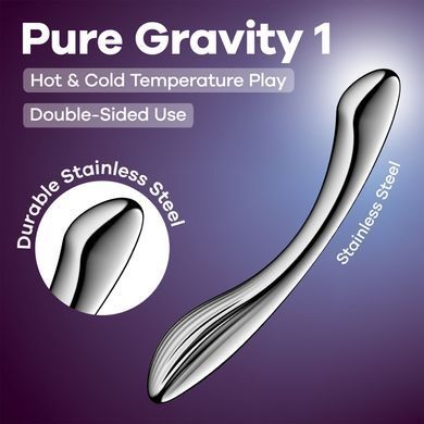 Металевий дилдо Satisfyer Pure Gravity 1, двосторонній, можна нагрівати й охолоджувати, 939 г SX3253 фото