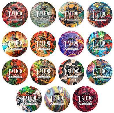 Презерватив ONE Tattoo Touch Blue, 1 шт, блакитний, з рельєфом у вигляді татуювання SX0755 фото