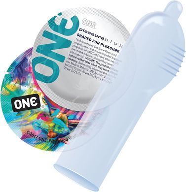 Презерватив ONE Pleasure Plus, 1 шт, з ребристою ділянкою на кінці, зі змазкою SX0762 фото