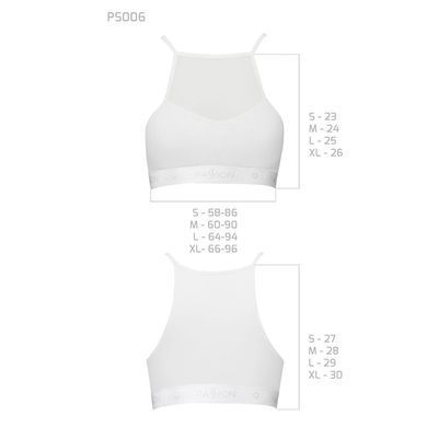 Спортивний топ з прозорою вставкою Passion PS006 TOP S, white SO4245 фото