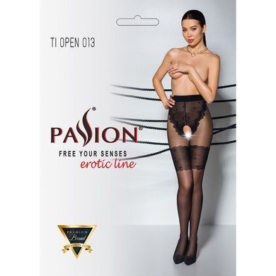 Колготки з відкритим доступом, ажурні трусики та підв&lsquo;язки Passion TIOPEN 013 1/2 (20/40 den), black SO5816 фото
