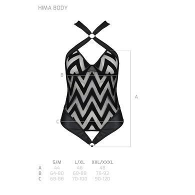 Сітчастий боді з халтером та ритмічним малюнком Passion Hima Body S/M, black SO5347 фото