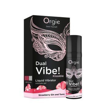 Рідкий вібратор Orgie Dual Vibe! Strawberry Gin & Tonic Kissable Liquid Vibrator, 15 мл SX1489 фото
