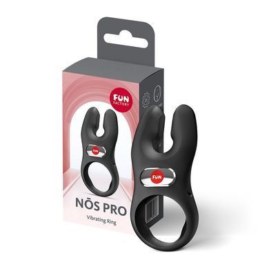 Ерекційне віброкільце з подвійною стимуляцією клітора Fun Factory NŌS PRO Black, 2 мотори SX3703 фото