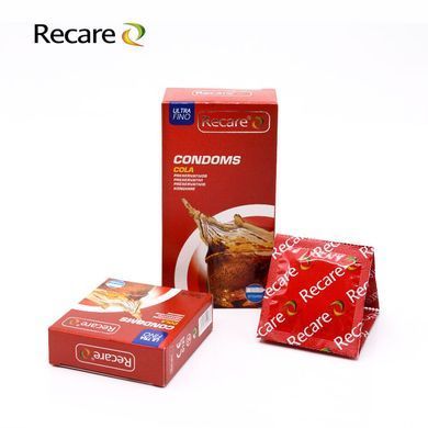 Презервативи Recare Cola Dotted&Ribbed Condoms 3 шт, з пухирцями та ребрами, аромат: Кола SX3319 фото