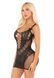 Еротична мінісукня Leg Avenue Lace and Net Mini Dress, Black, One Size, ажурна, відкрита спина SX1733 фото 4