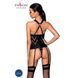 Сітчастий комплект із візерунком, корсет, підв'язки, трусики Passion HIMA CORSET XXL/XXXL black SO5351 фото 2