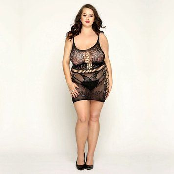 Сітчаста сукня з метеликами JSY &laquo;Сексапільна Емілі&raquo; Plus Size, Black, імітація шнурівки, мереживо SO8369 фото