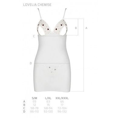 Сорочка з вирізами на грудях, стрінги Passion LOVELIA CHEMISE L/XL, white SO4762 фото