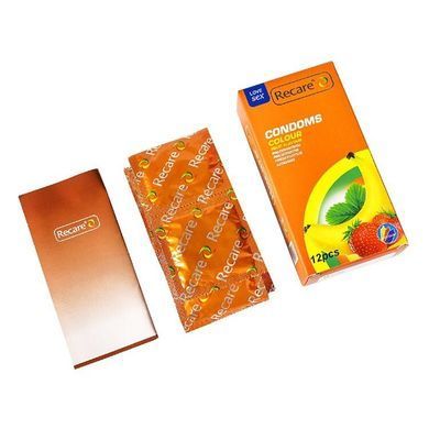 Презервативи Recare Color Fruit Flavour Condoms 12 шт, аромати: м'ята, банан, полуниця SX3323 фото