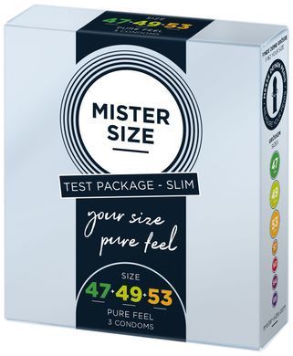 Набір презервативів Mister Size - pure feel - 47&ndash;49&ndash;53 (3 condoms), 3 розміри, товщина 0,05 мм SO8039 фото