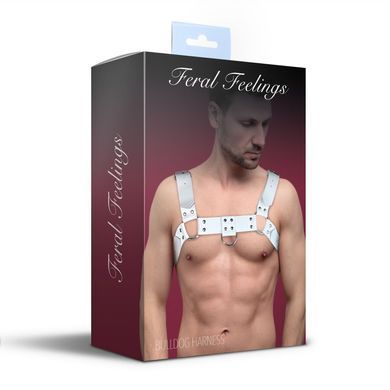 Чоловіча портупея на груди з натуральної шкіри Feral Feelings - Bulldog Harness White SO9412 фото