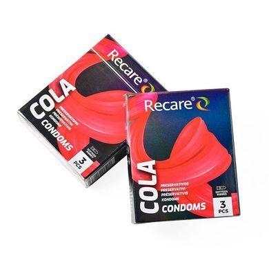 Презервативи Holographic Recare Cola Dotted&Ribbed Condoms 3 шт, з пухирцями і ребрами, аромат: Кола SX3329 фото