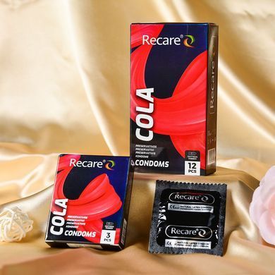 Презервативи Holographic Recare Cola Dotted&Ribbed Condoms 3 шт, з пухирцями і ребрами, аромат: Кола SX3329 фото