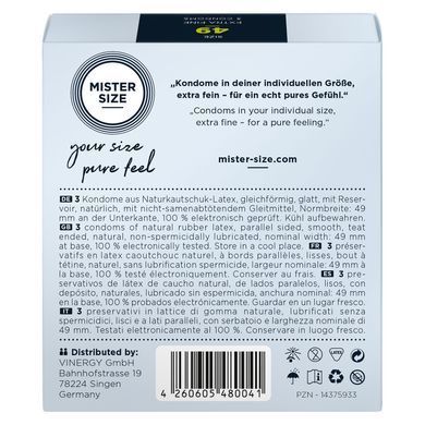 Презервативи Mister Size - pure feel - 49 (3 condoms), товщина 0,05 мм SO8033 фото
