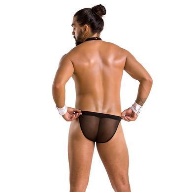 Комплект еротичної чоловічої білизни Passion 036 ALFRED XXL/XXXL Black, труси, комірець, манжети SO7581 фото