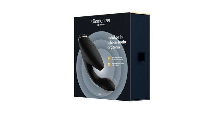 Подвійний вакуумний кліторальний стимулятор Womanizer Duo 2 - Black, незалежні мотори SO8754 фото