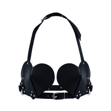 Ліф Серце з натуральної шкіри Feral Feelings - Hearts Bra Black SO9414 фото