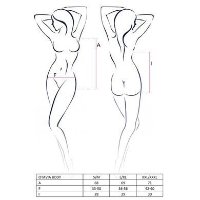 Боді монокіні з глибоким декольте Passion OTAVIA BODY S/M, black EL15702 фото