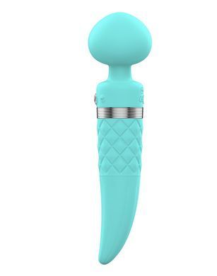 Вібромасажер 2в1 PILLOW TALK - Sultry Teal, класичний масажер і вібратор з ротацією, підігрів SO2718 фото
