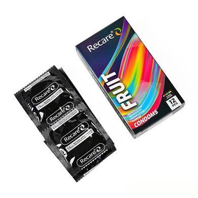 Презервативи Holographic Recare Fruit Flavour Condoms 12 шт, аромати: м'ята, банан, полуниця SX3339 фото