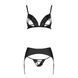 Комплект з екошкіри Passion MILEY SET L/XL, black, трусики, бюстгальтер, пояс для панчіх SO5771 фото 3