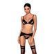 Комплект з екошкіри Passion MILEY SET L/XL, black, трусики, бюстгальтер, пояс для панчіх SO5771 фото 1
